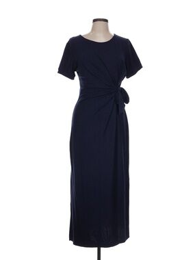nine britton Navy Short-Sleeve Tie-Waist Maxi Dress